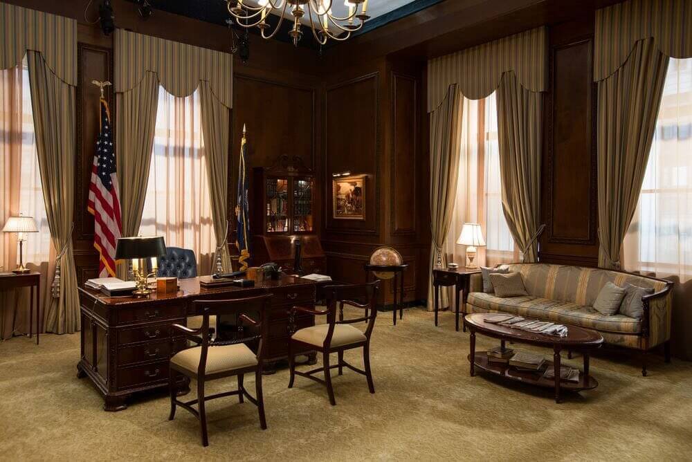 Antique furniture arranged in a film studio