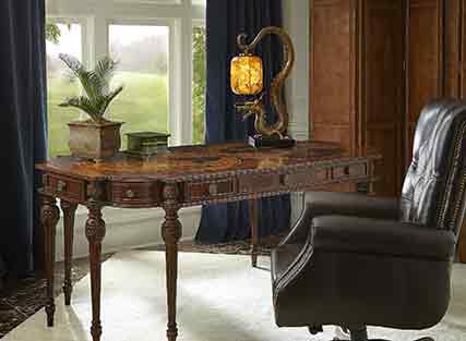 Antique writing desk with leather chair